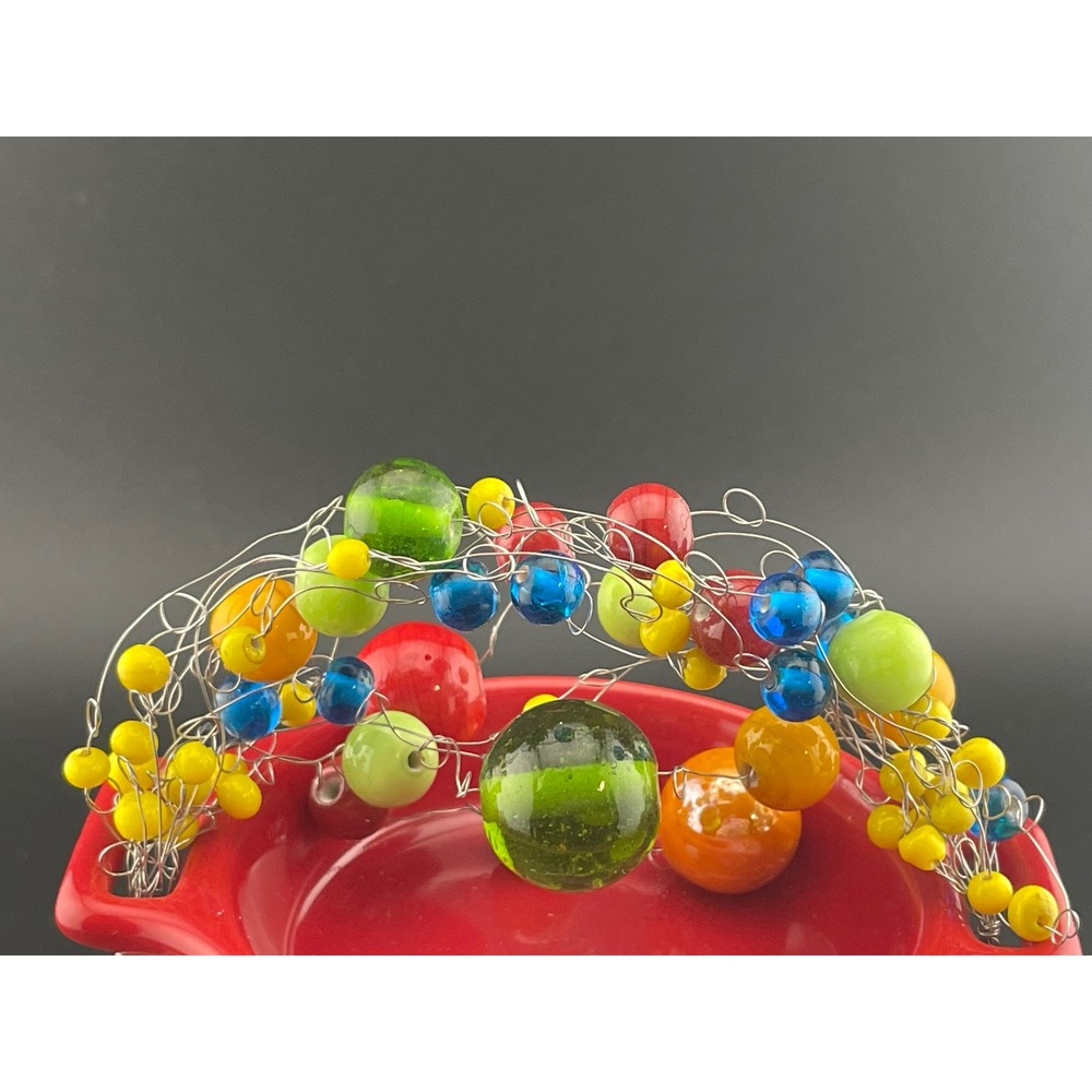 Manouk Sculptural Glass Bead Bracelet Statement Multicolor Wire Wrap art to wear - Picture 4 of 16